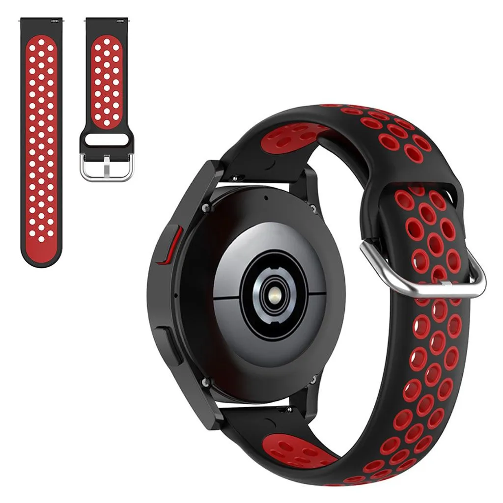 20mm dual color silicone watch strap for Samsung watch - Black / Red