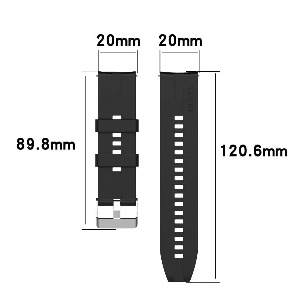 20mm Universal adjustable silicone watch strap - Silver Steel Buckle / Pink