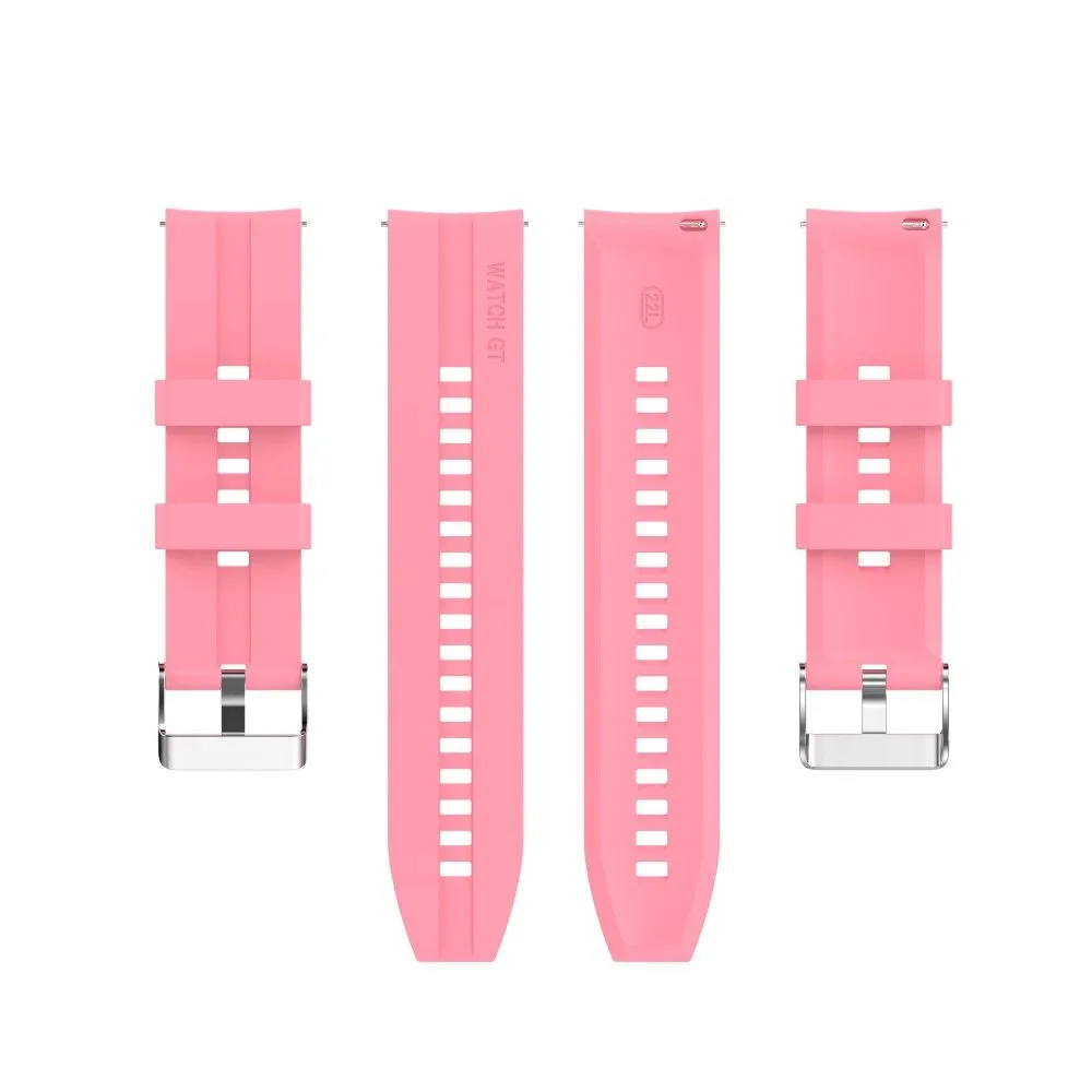 20mm Universal adjustable silicone watch strap - Silver Steel Buckle / Pink