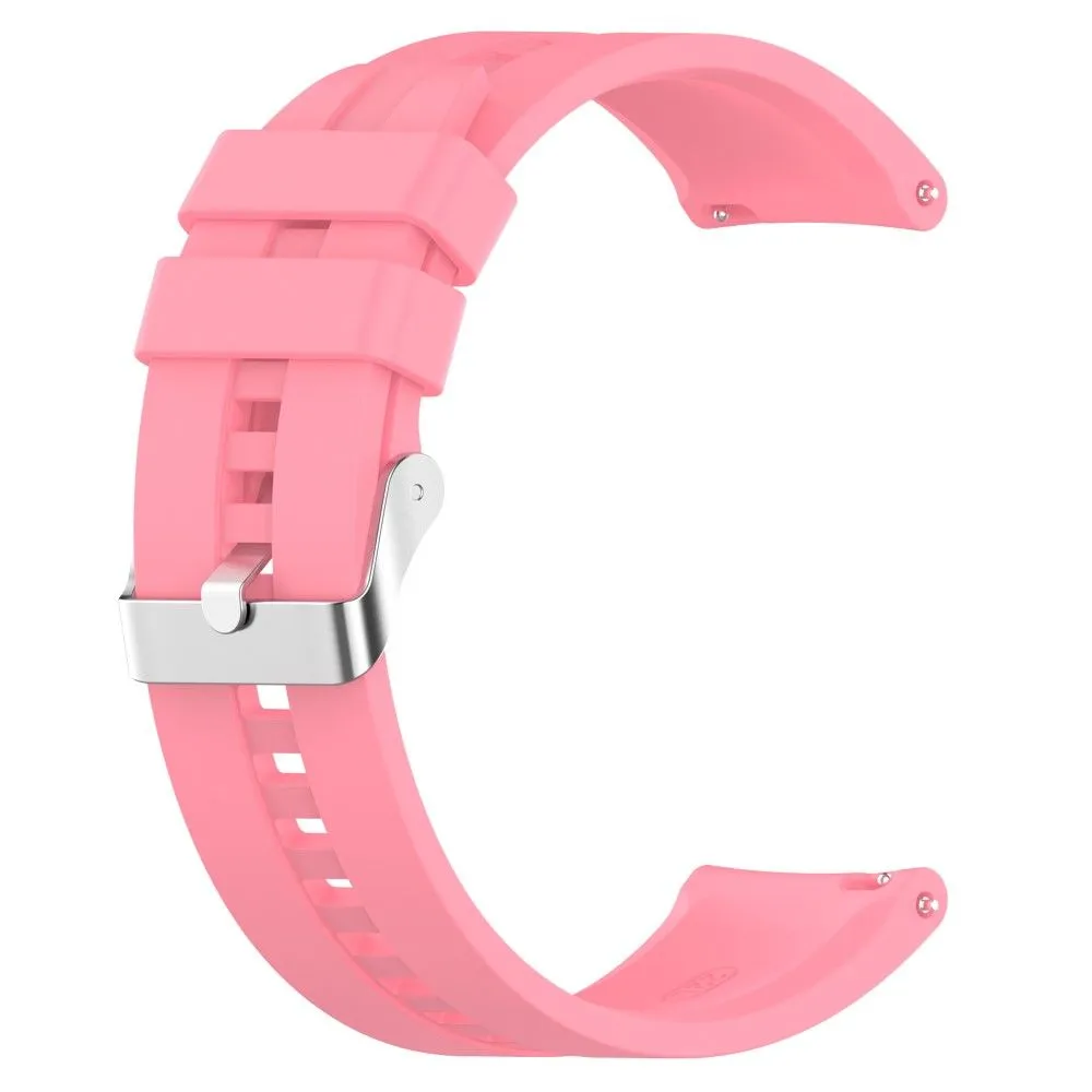 20mm Universal adjustable silicone watch strap - Silver Steel Buckle / Pink