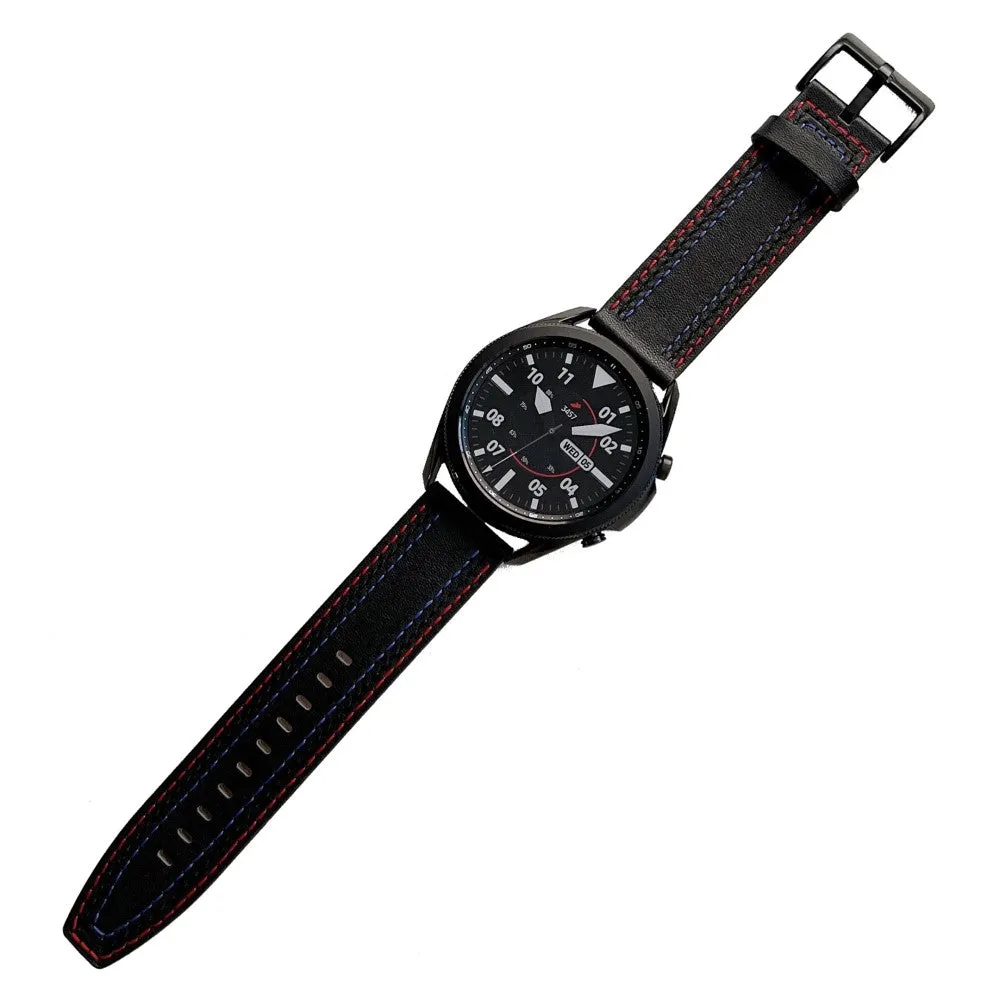 20mm Universal genuine leather watch strap - Black