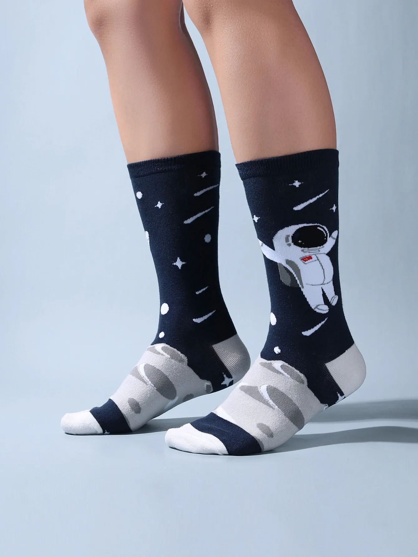 Astronaut Print Crew Socks Silly Socks for Men Funky Socks Funny Socks Novelty