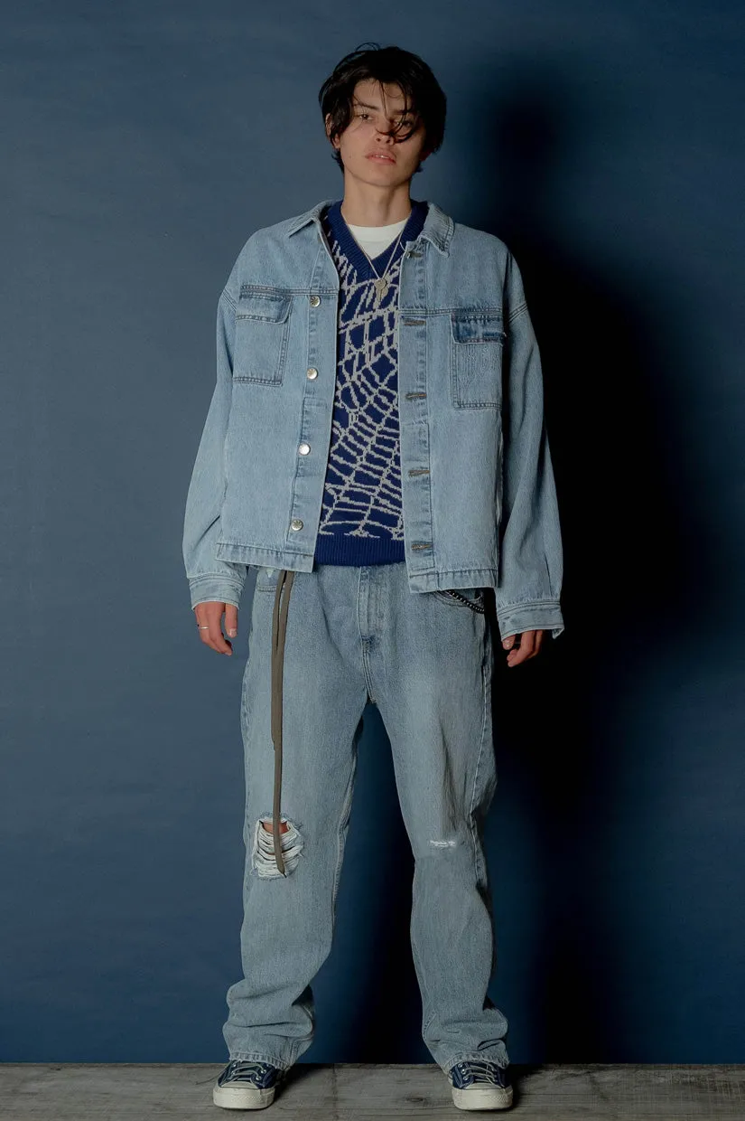 Beach Brains Denim Jacket - Washed Blue