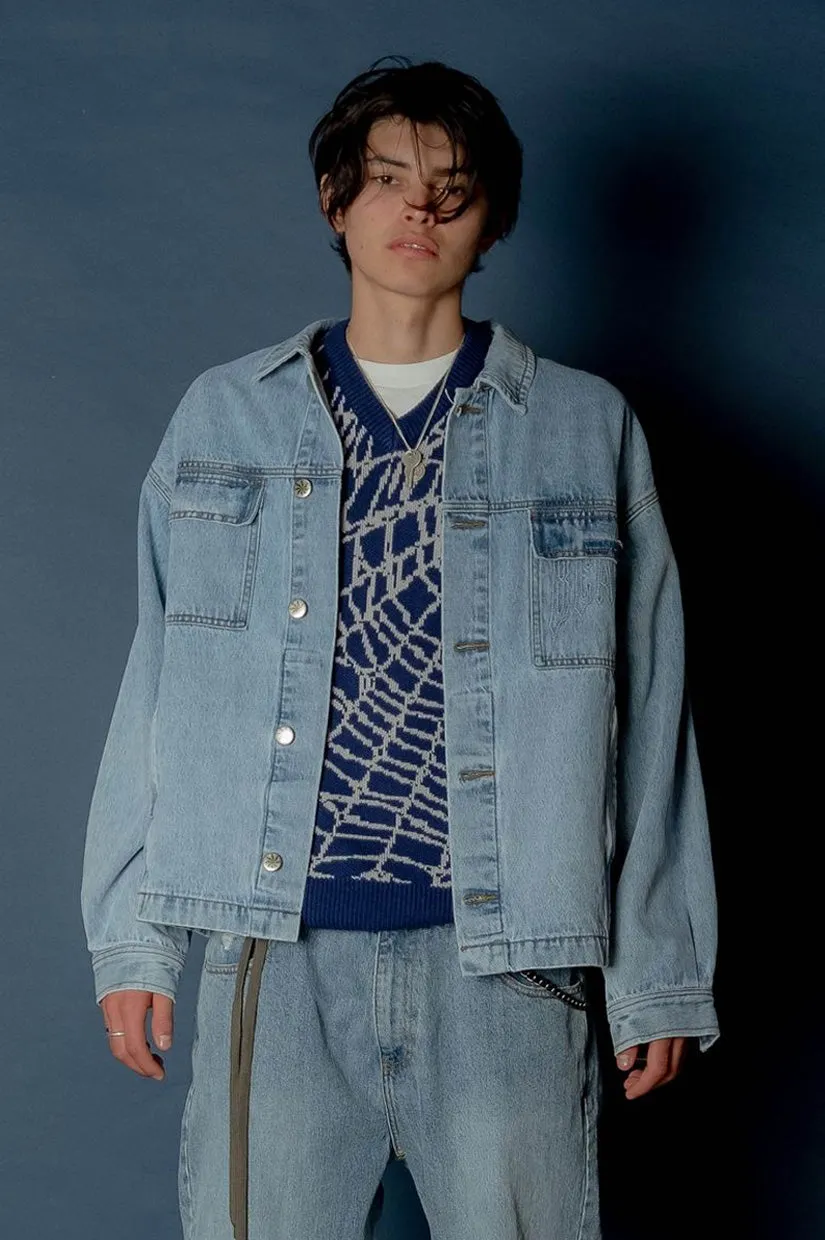 Beach Brains Denim Jacket - Washed Blue