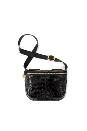 Black Croco Fanny Pack