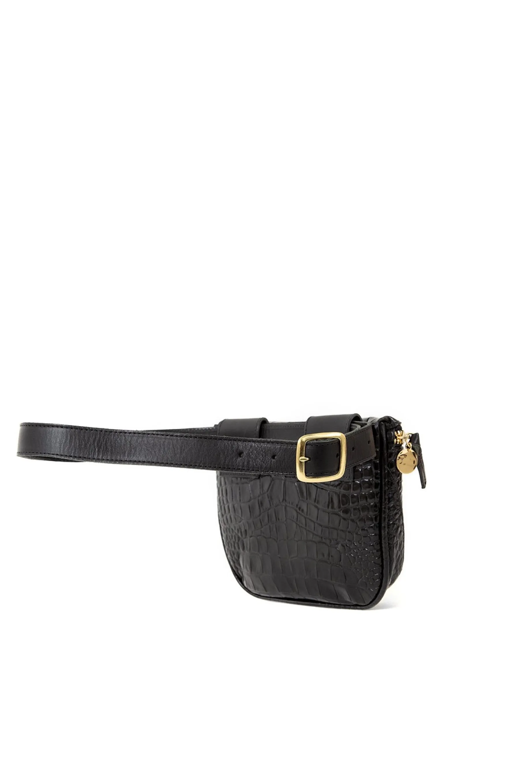 Black Croco Fanny Pack