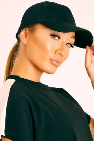 Black Netted Mesh Baseball Cap - Maliyah