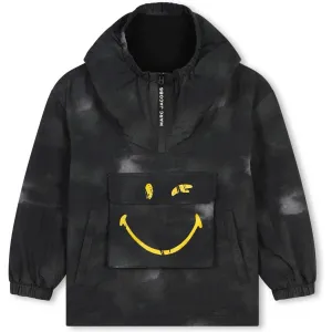 Boys Black Smile Hooded Windbreaker