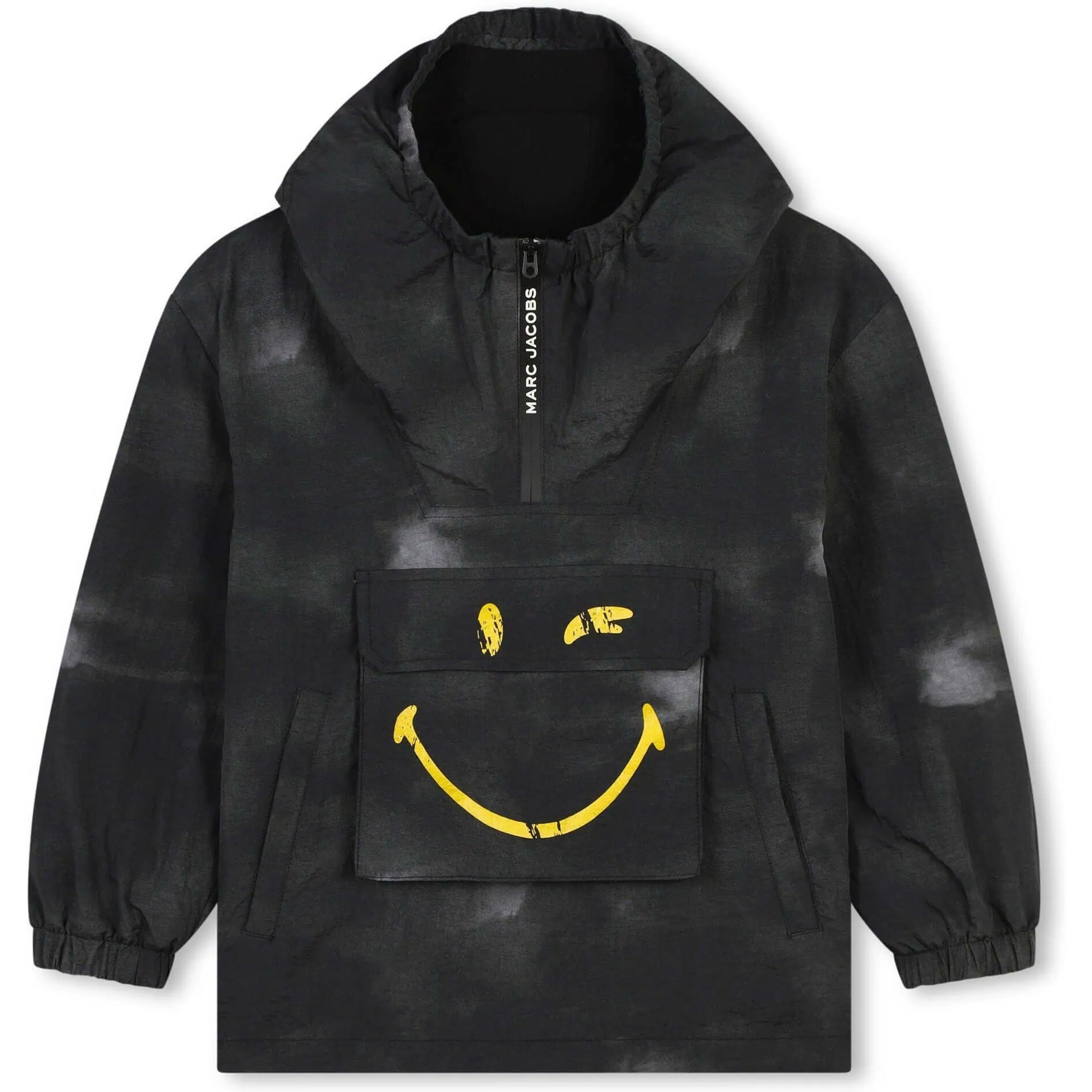 Boys Black Smile Hooded Windbreaker