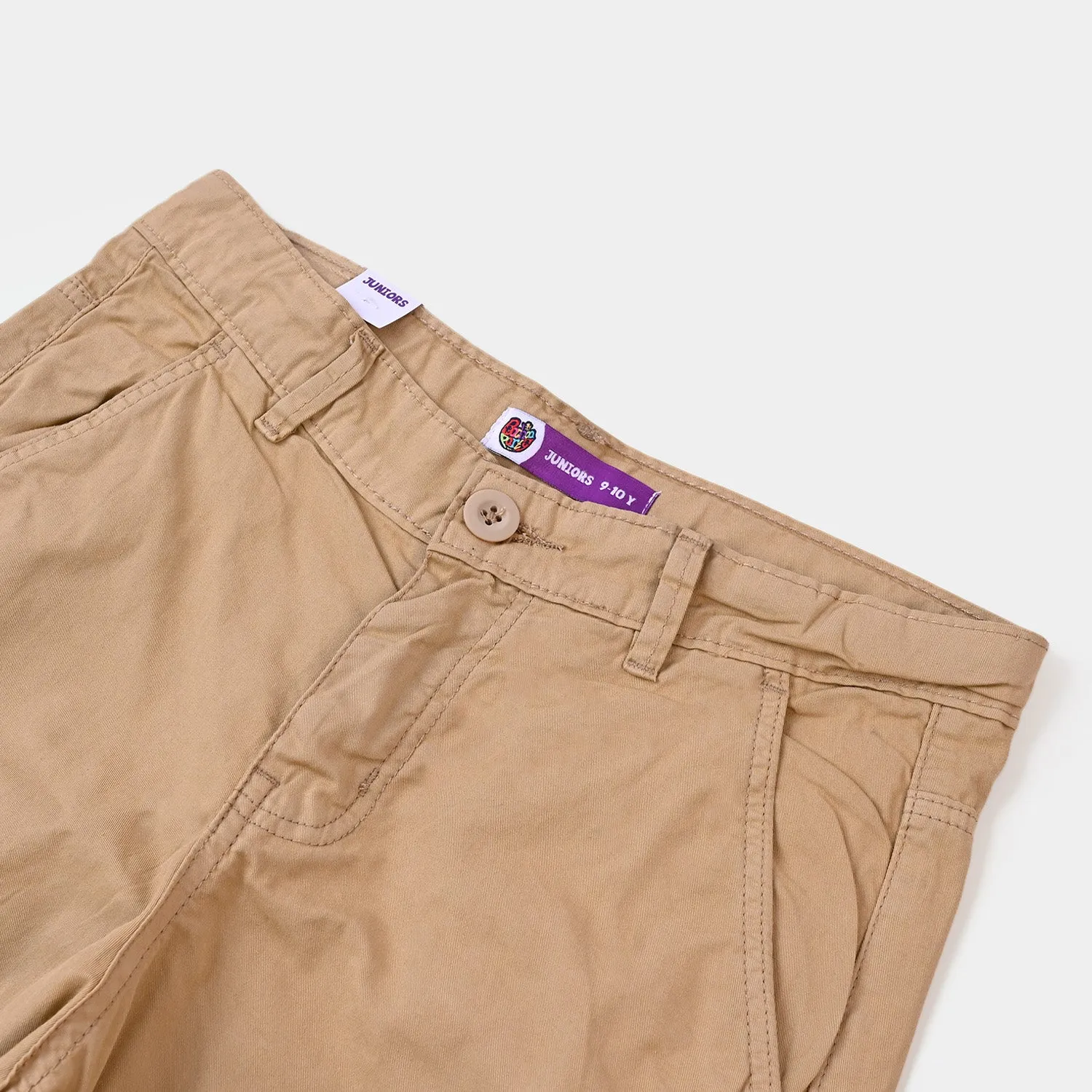 Boys Cotton Short Cargo Zip  - KHAKI