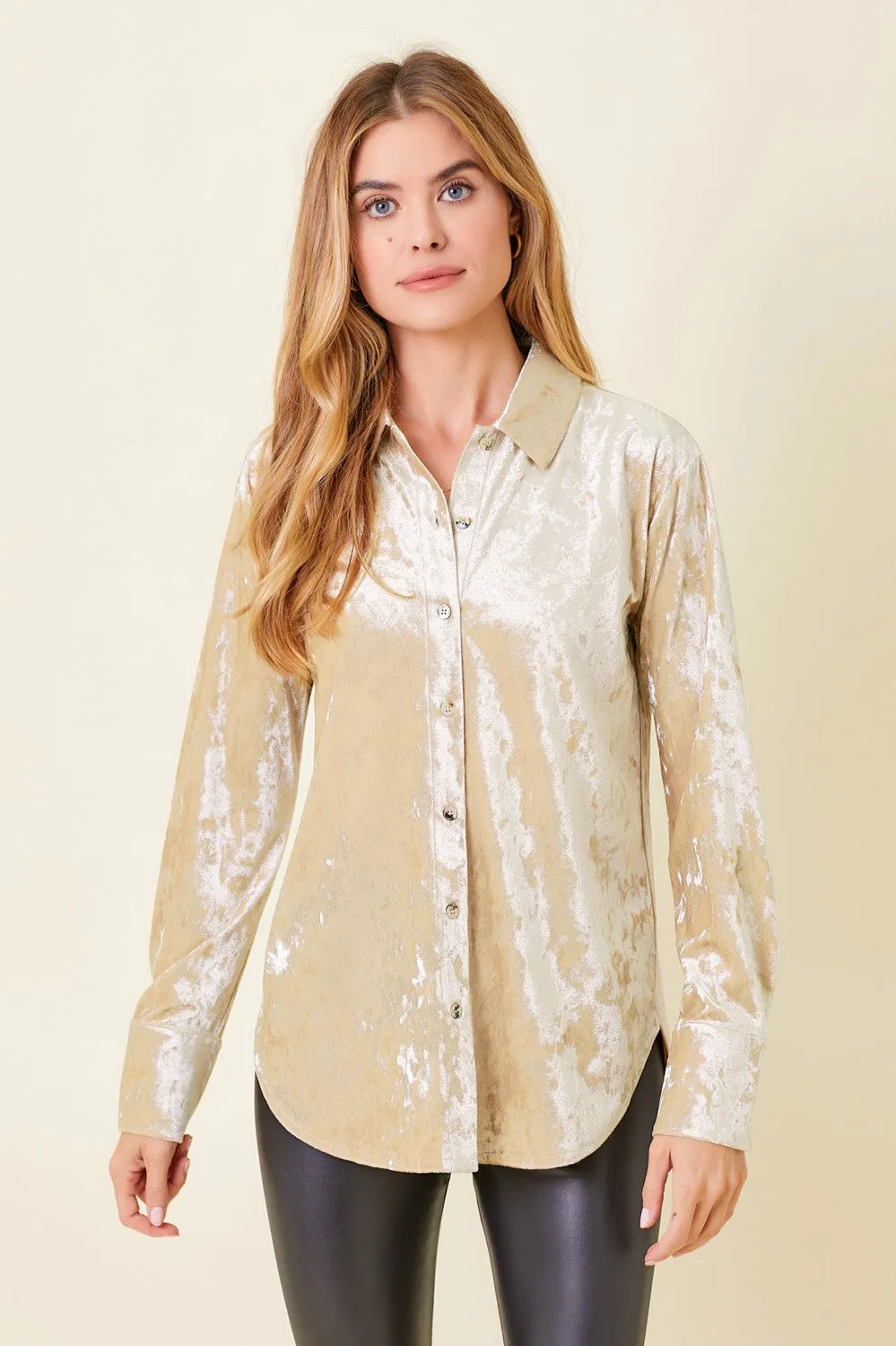 Button Down Velvet Shirt