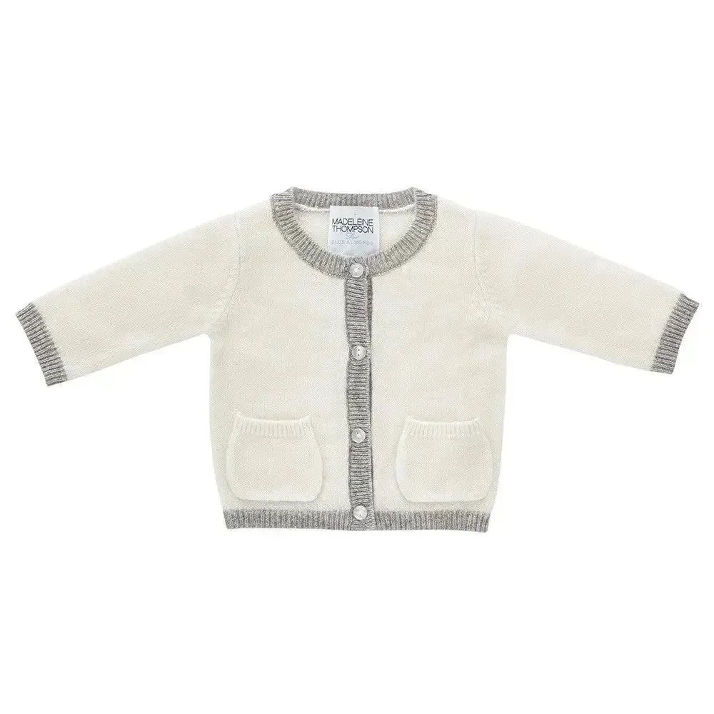 Cashmere roundneck cardigan clotted cream