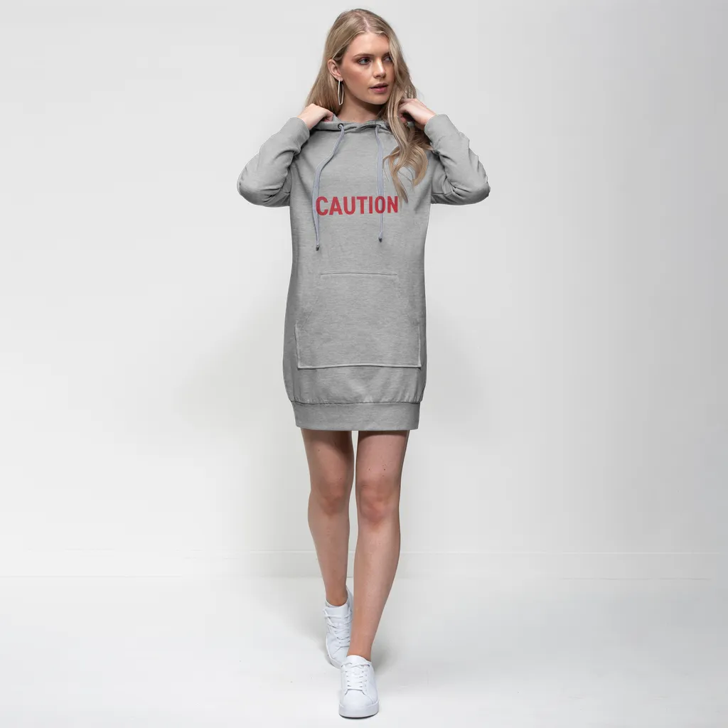 Caution Premium Adult Hoodie Dress