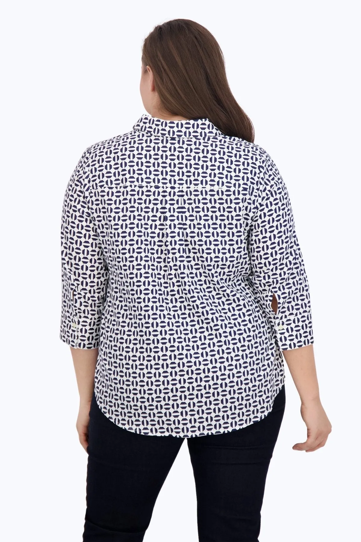 Charlie Plus No Iron Navy Geometric Shirt