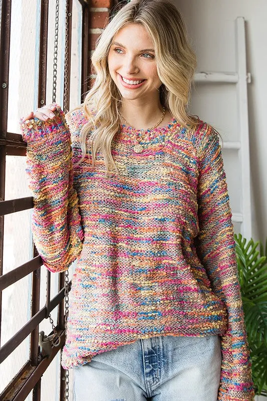 Colorful Textured Sweater by First Love