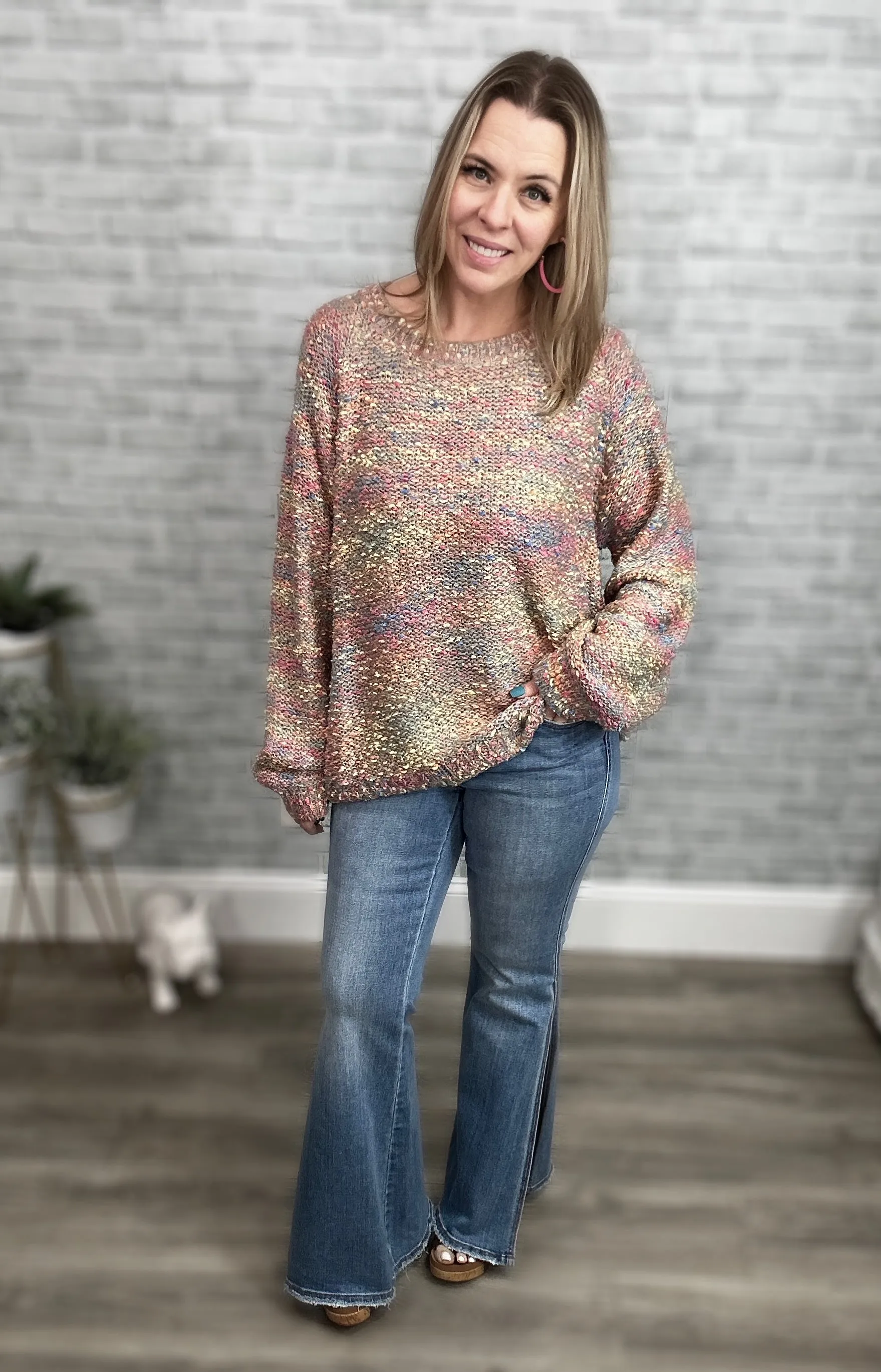 Colorful Textured Sweater by First Love