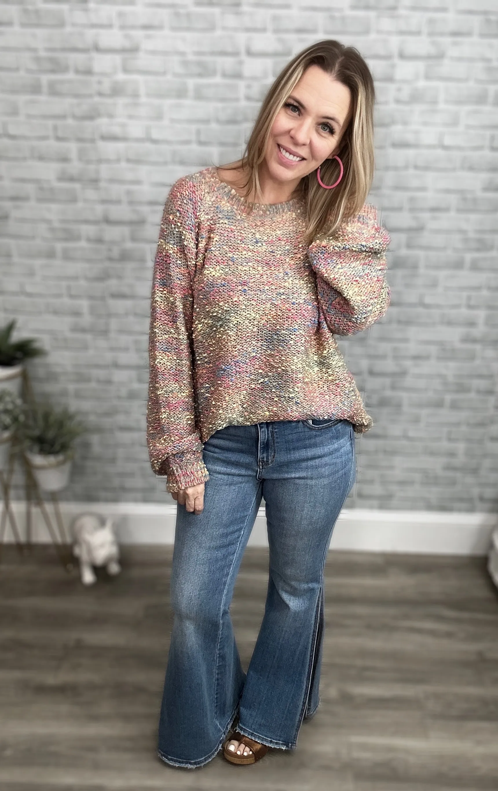 Colorful Textured Sweater by First Love