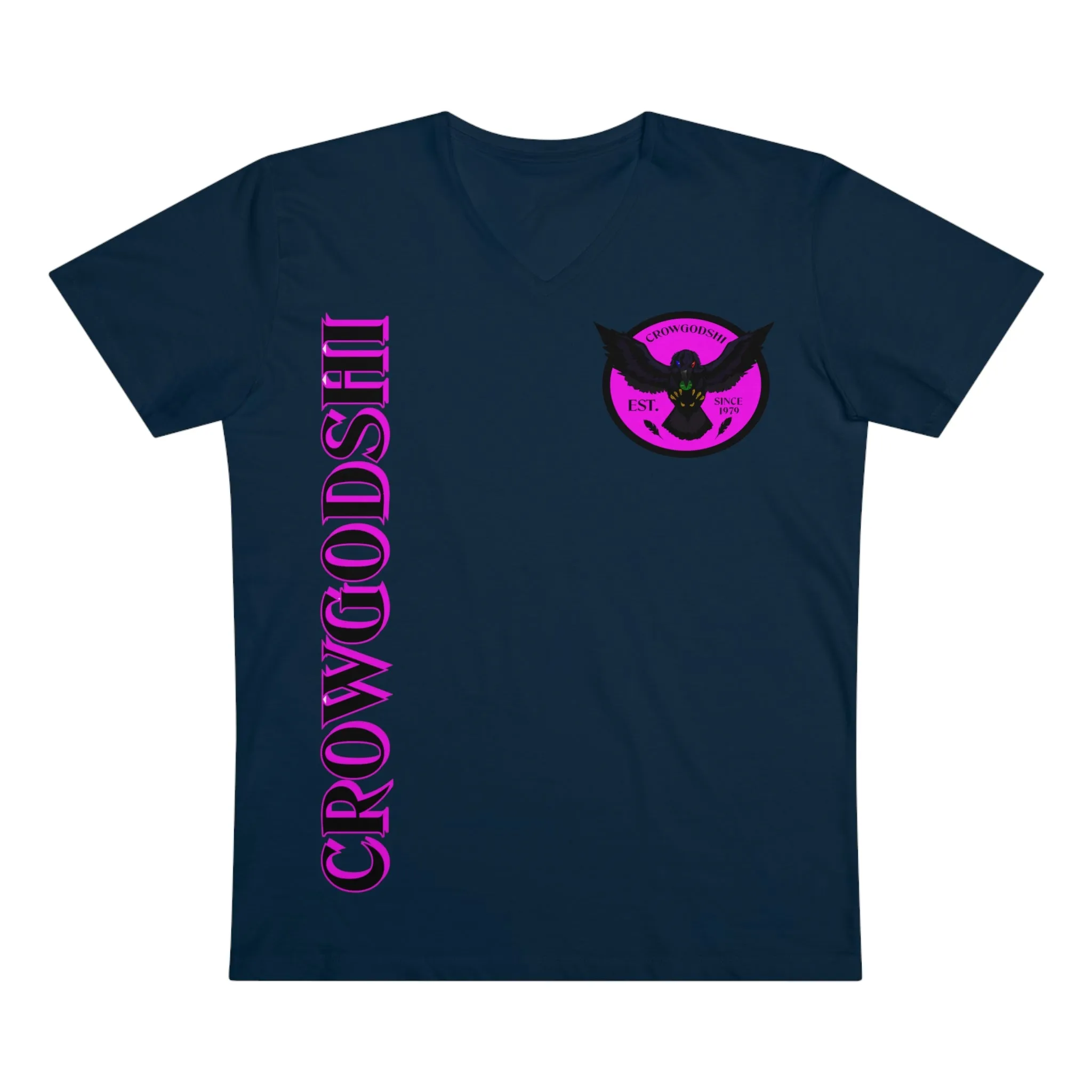 Crowgodshi Designer First Generation Men’s Presenter V-neck, PINK LOGO