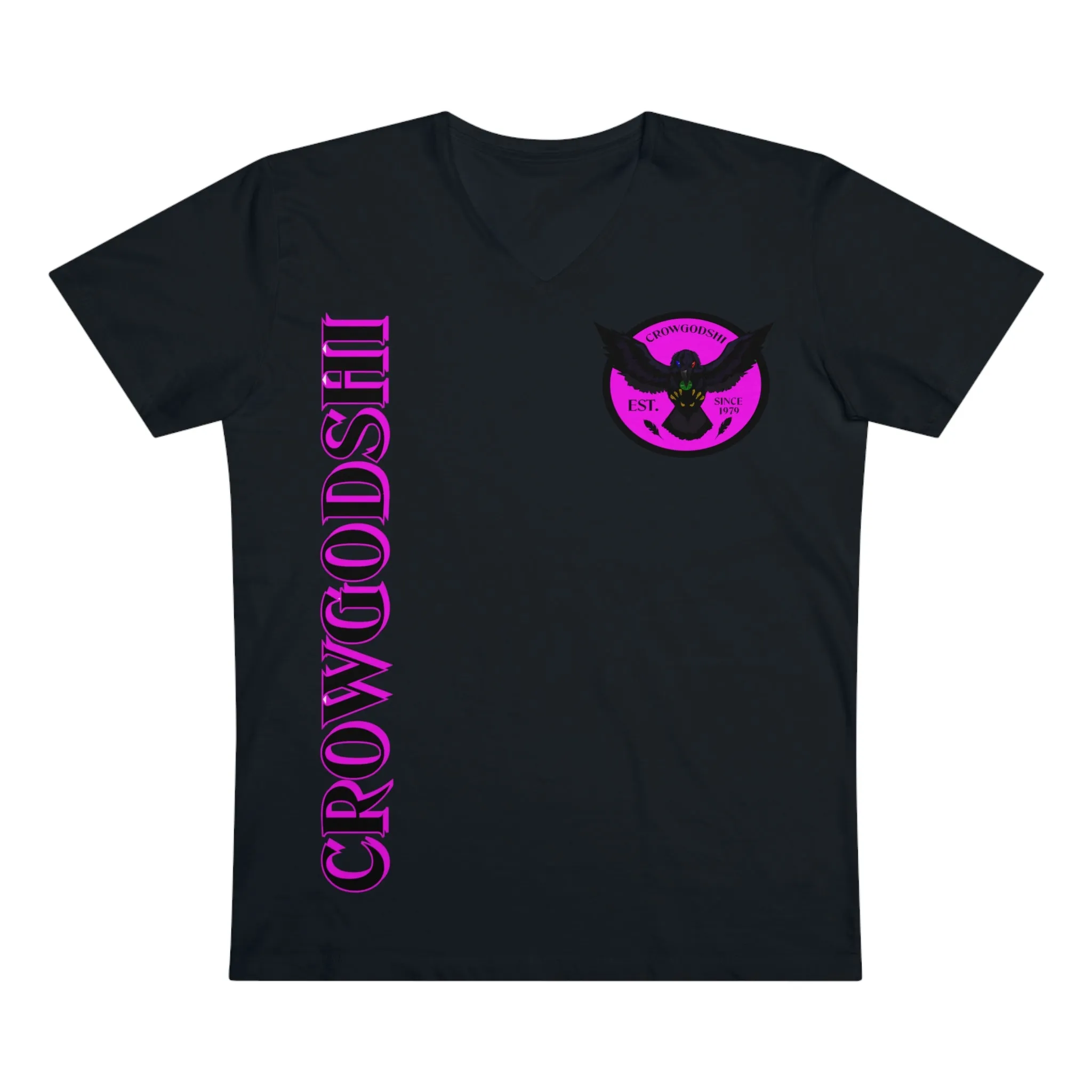 Crowgodshi Designer First Generation Men’s Presenter V-neck, PINK LOGO