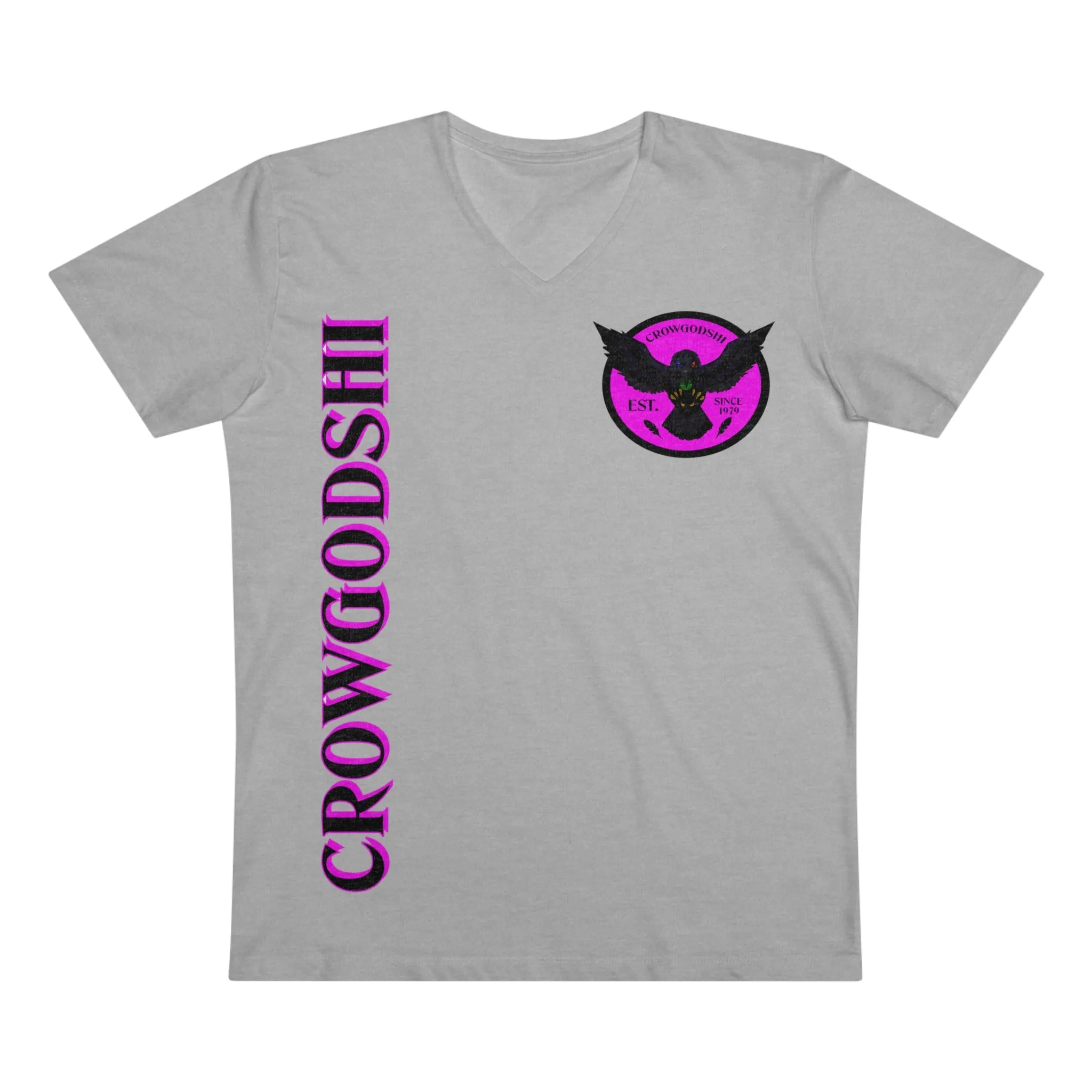 Crowgodshi Designer First Generation Men’s Presenter V-neck, PINK LOGO