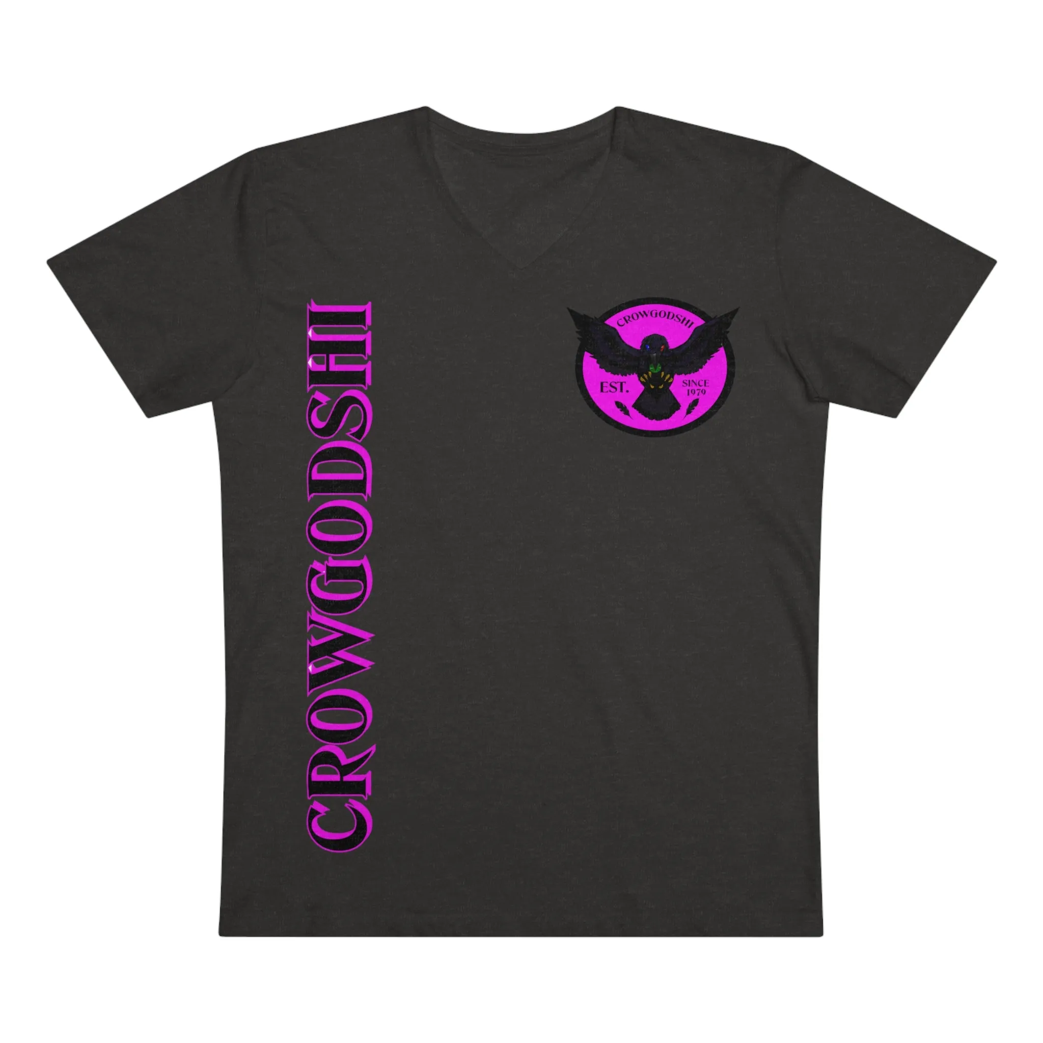 Crowgodshi Designer First Generation Men’s Presenter V-neck, PINK LOGO