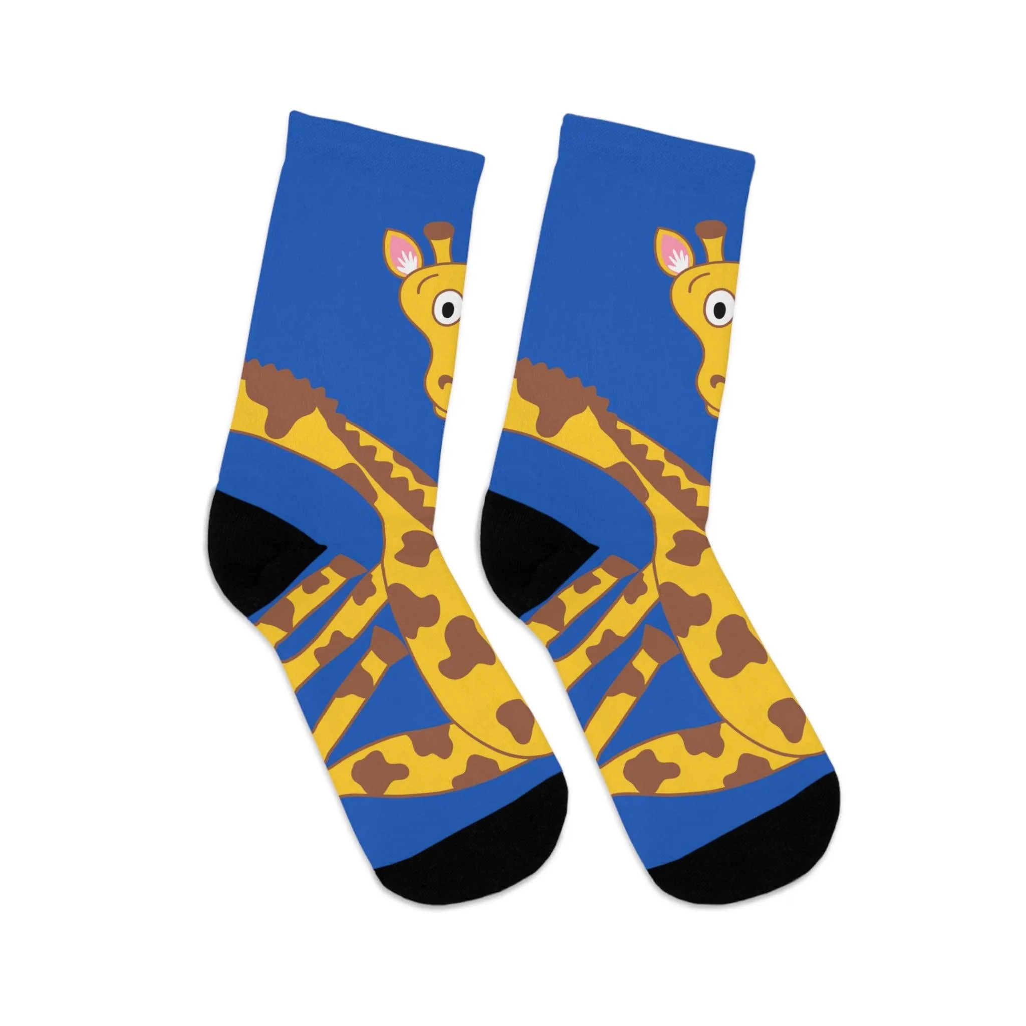 Curious Giraffe Blue Socks