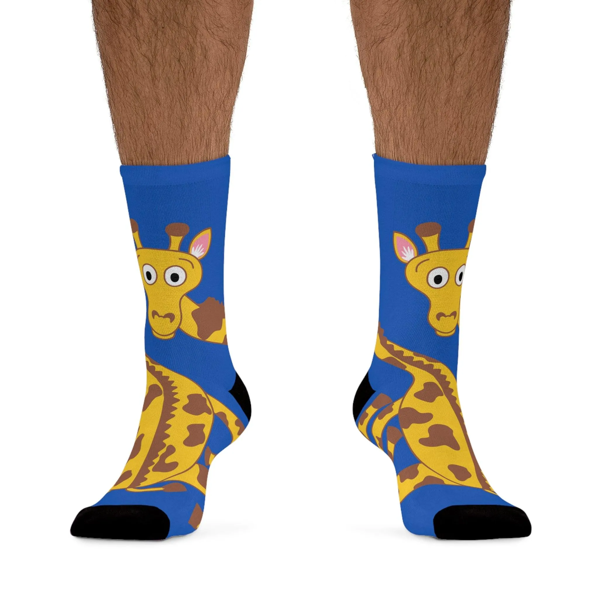 Curious Giraffe Blue Socks