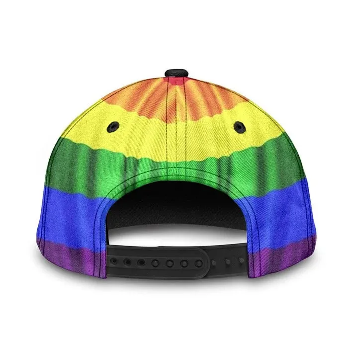 Custom Name Colorful Heart Pride Cap For Couple Gay Man, Be Strong Lgbt Printing Baseball Cap Hat