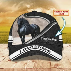 Custom With Name Baseball Full Print Horse Cap For Men And Woman, Horse Woman Cap Hat, Horse Lover Gift