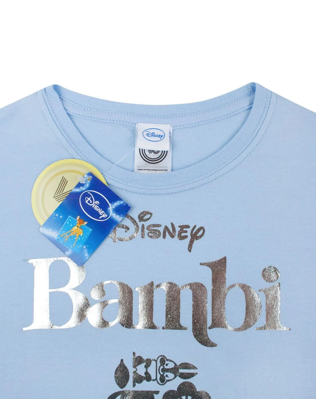 Disney Bambi Silver Winter Foil Woodland Women's Teen Slim Skinny Style Fit T-Shirt