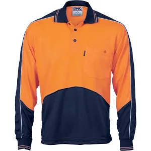 Dnc Workwear Hi-vis Cool Breathe Panel Long Sleeve Polo Shirt - 3892