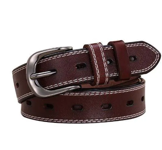 *Double Stitch Perforated Women's Belt