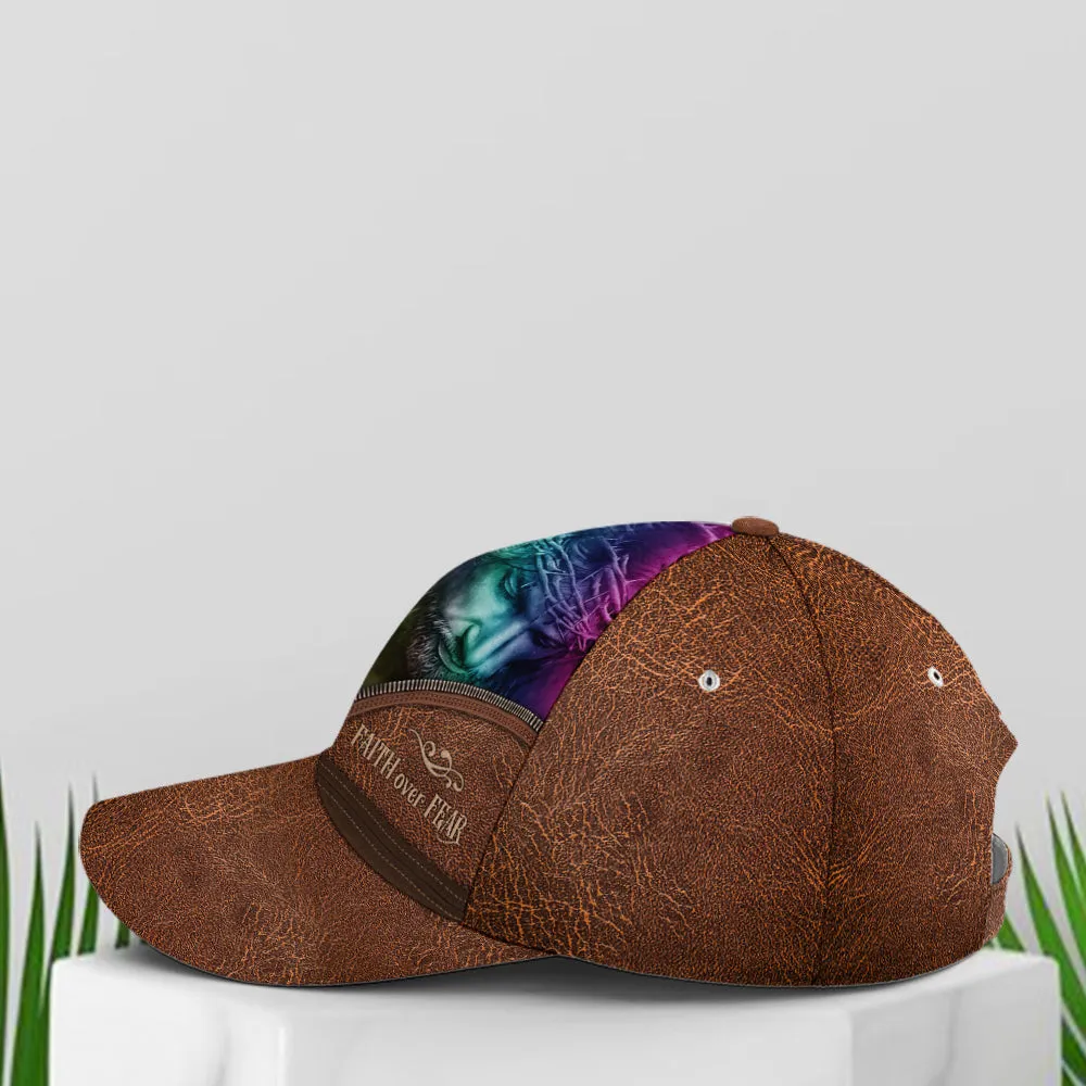 Faith Over Fear Jesus Leather Style Baseball Cap Coolspod