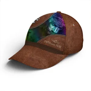 Faith Over Fear Jesus Leather Style Baseball Cap Coolspod