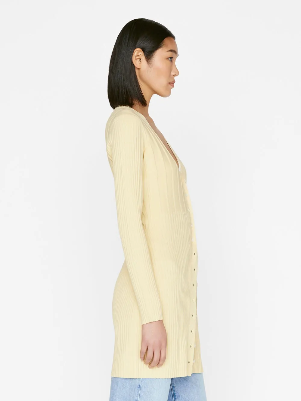 Frame - Long Rib Cardi in Butter