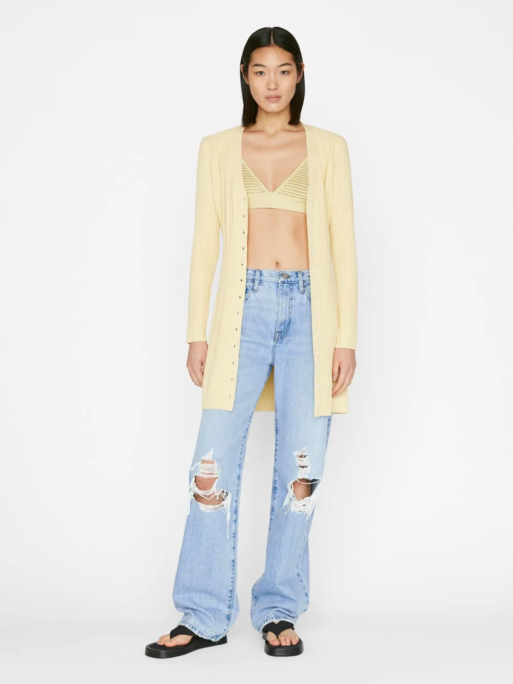 Frame - Long Rib Cardi in Butter