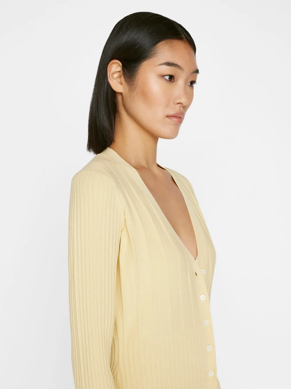 Frame - Long Rib Cardi in Butter