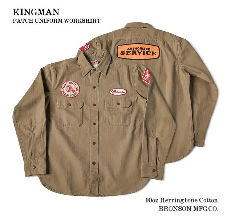 Gas Station Embroidery Patch Work Shirt - 1950s Retro Men's Long Sleeve Shirt