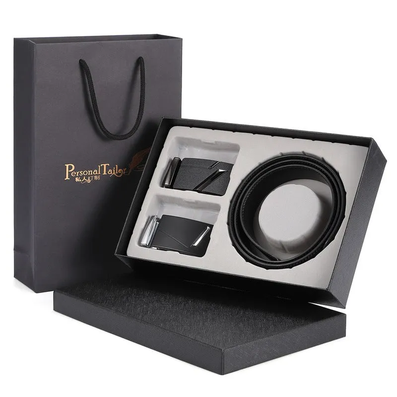 Gift Wallet Belted Suit Enterprise Gift Men's Leather Two-Piece Gift Box Belt