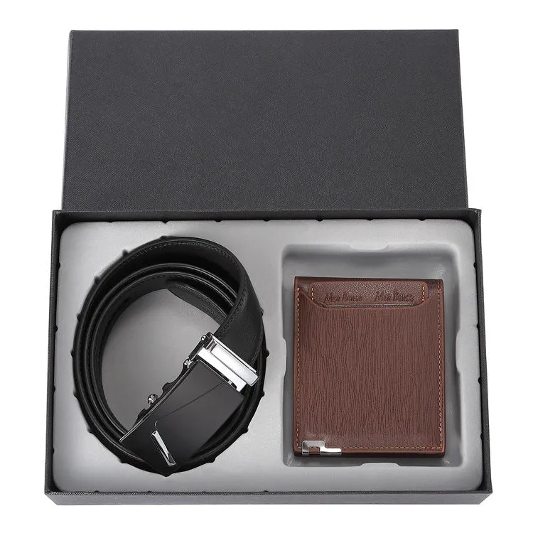 Gift Wallet Belted Suit Enterprise Gift Men's Leather Two-Piece Gift Box Belt