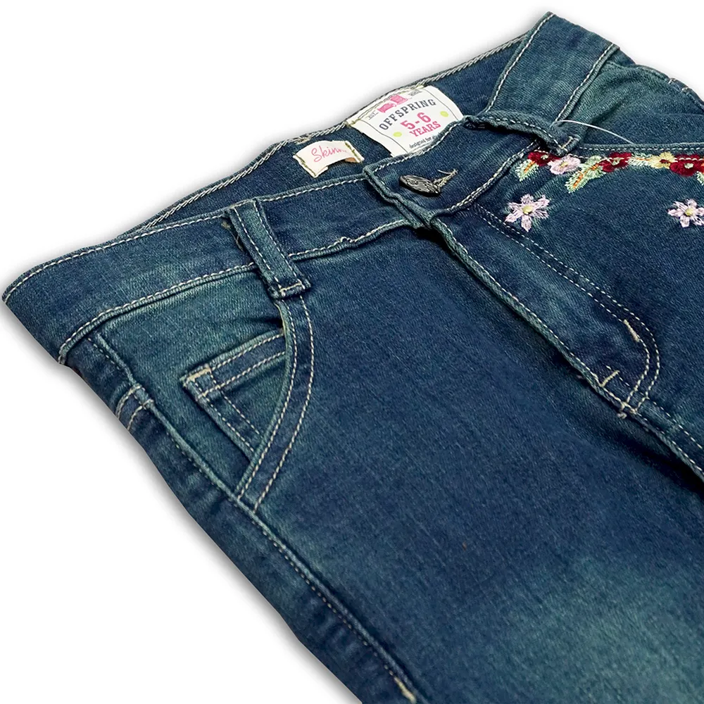 Girls Embroidery Skin Fit Jeans