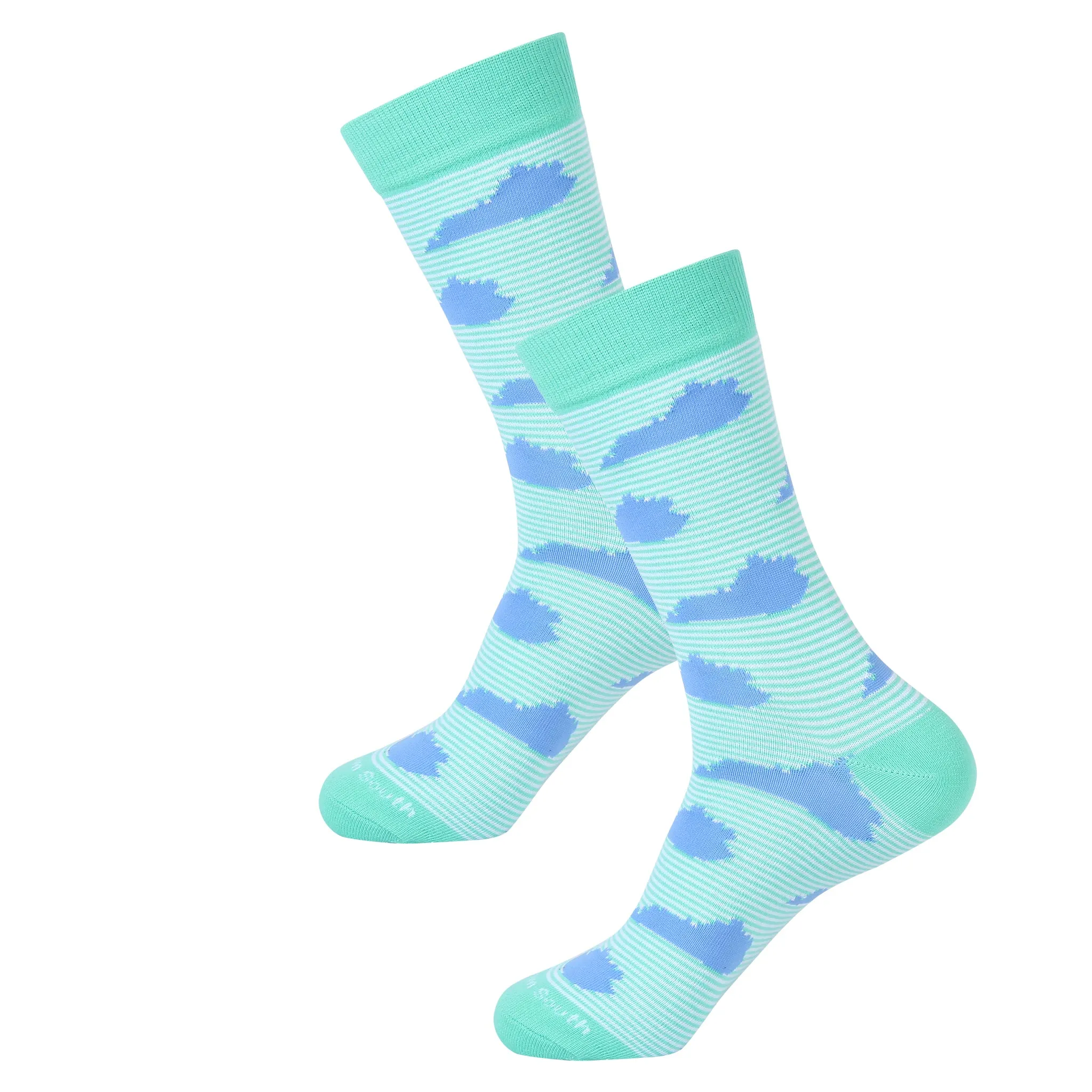 Green Stripe/Blue Kentucky Shape Socks