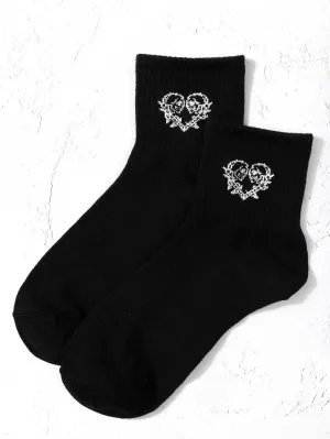 Heart and Skull Crew Socks Silly Socks for Women Funky Socks Funny Socks Novelty