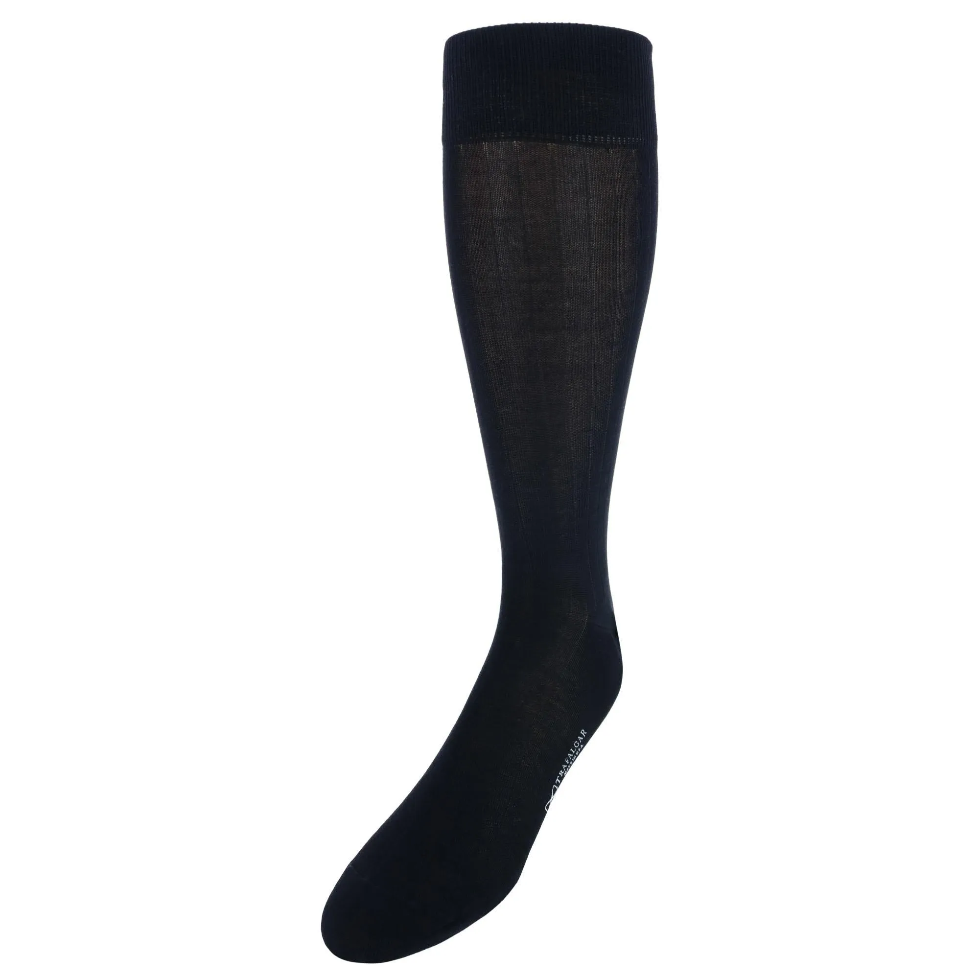 Jasper Mercerized Cotton Ribbed Mid-Calf Solid Color Socks