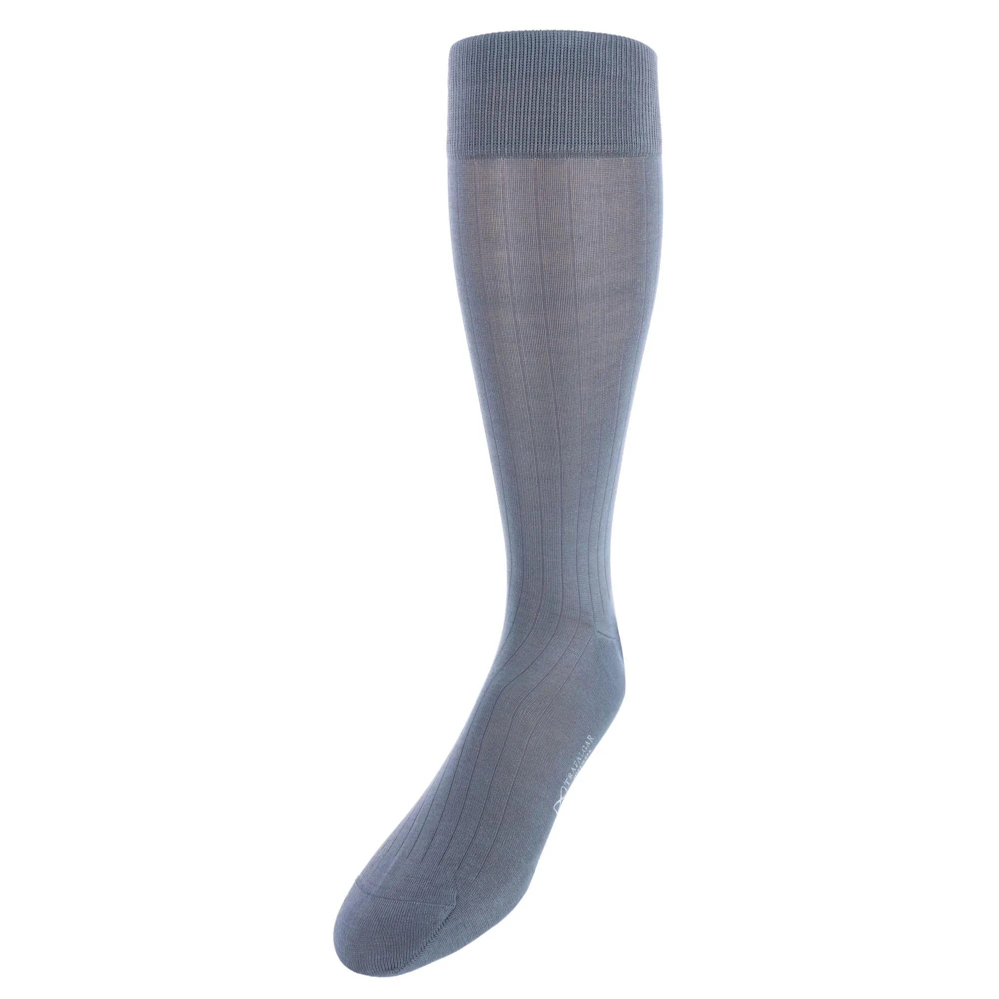 Jasper Mercerized Cotton Ribbed Mid-Calf Solid Color Socks