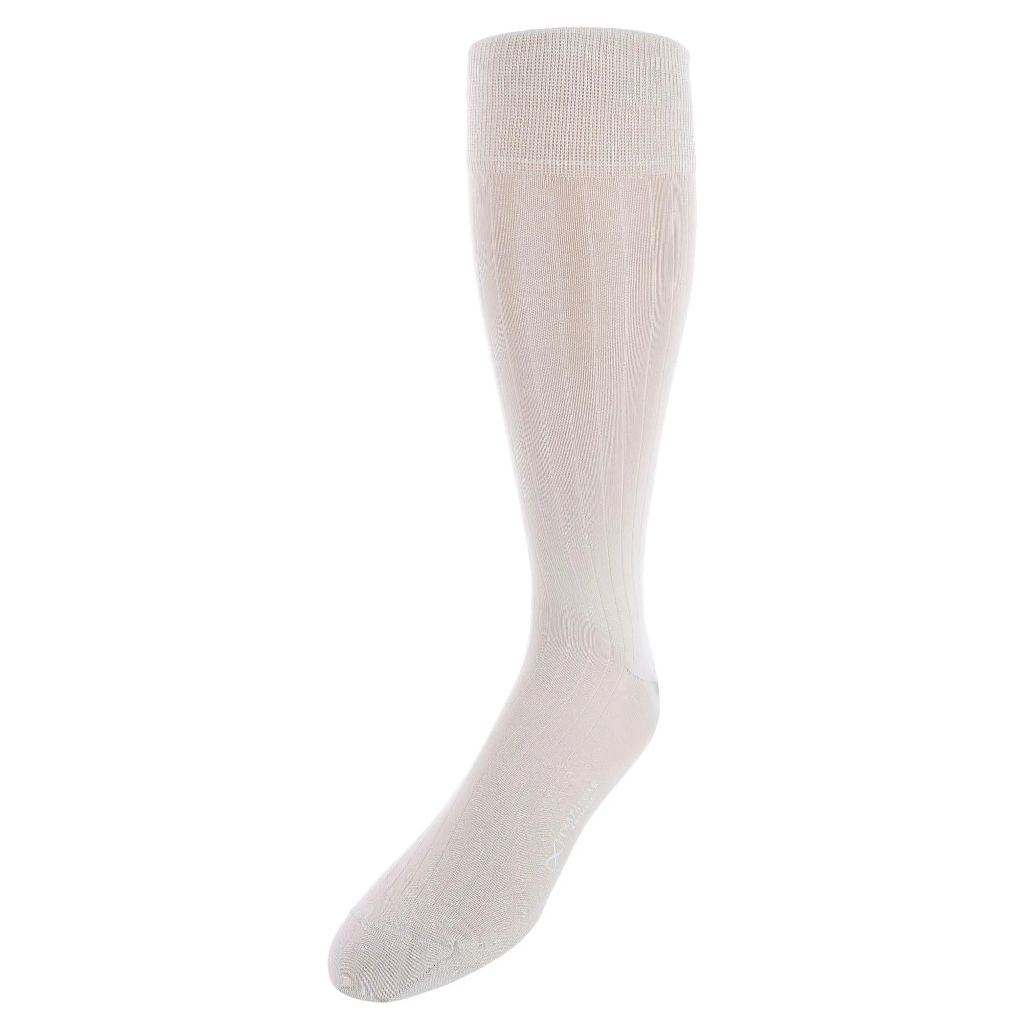 Jasper Mercerized Cotton Ribbed Mid-Calf Solid Color Socks