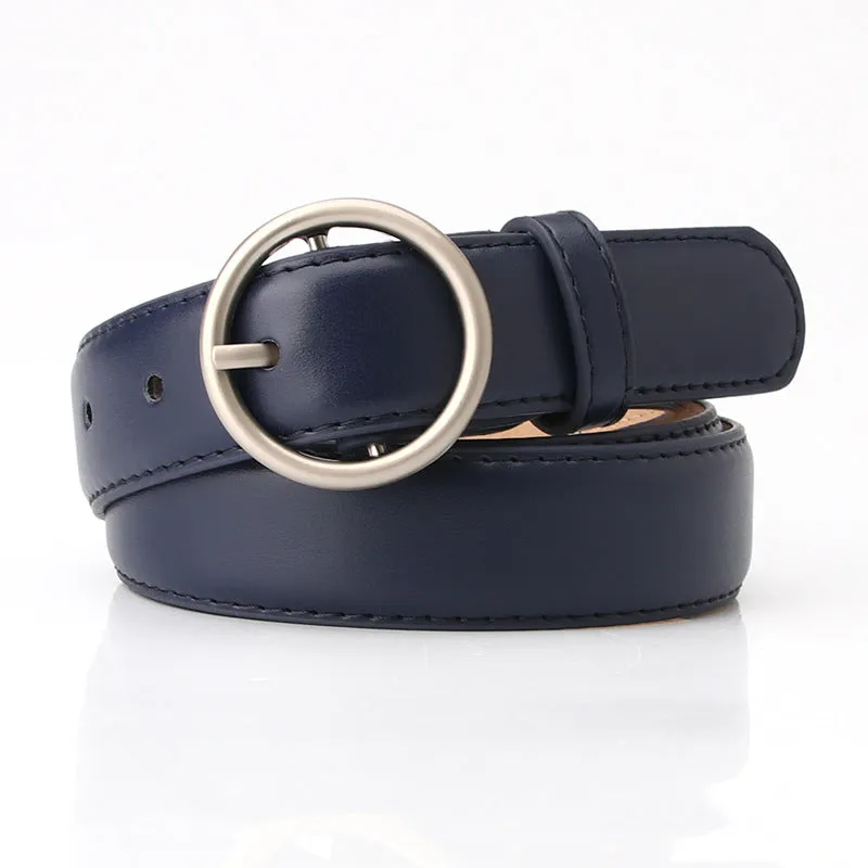 Korean Style round Buckle Pants Belt Student Jeans All-Match Women's Belt