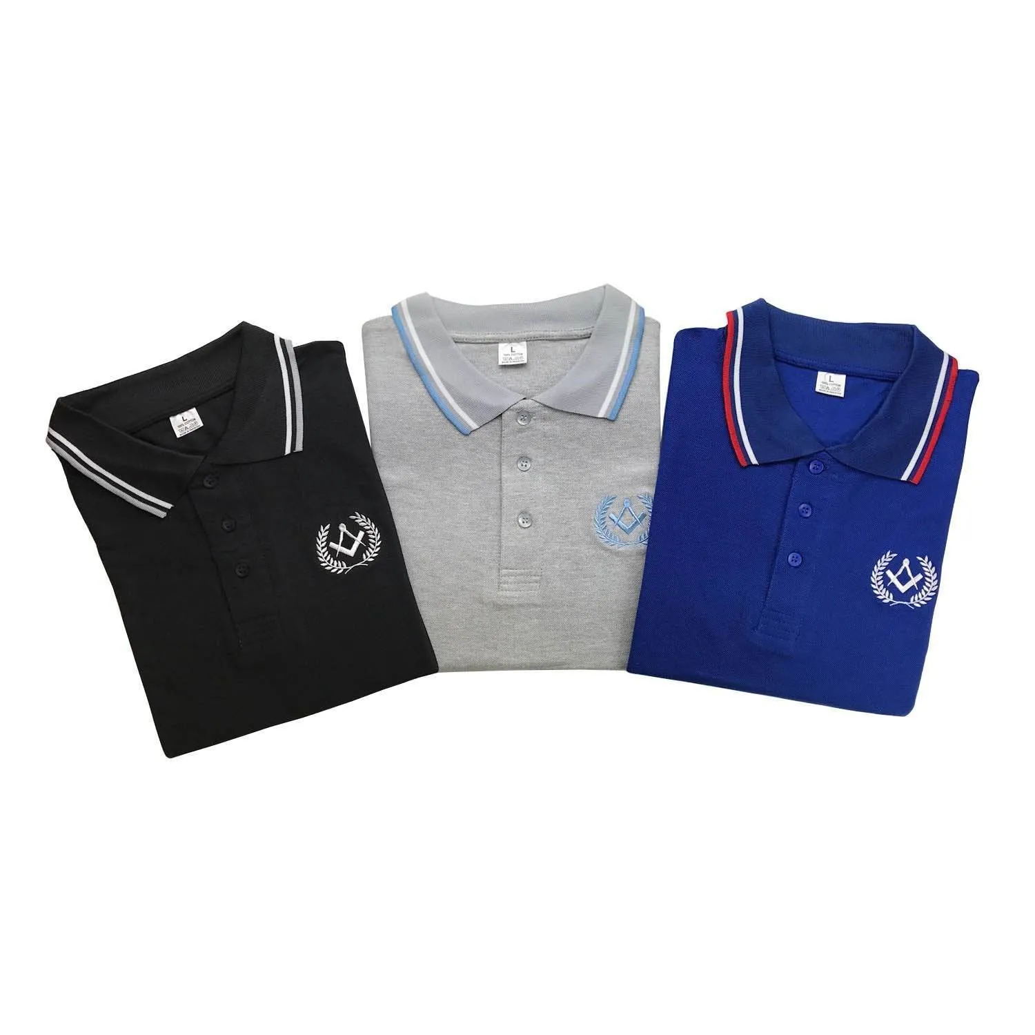 Master Mason Blue Lodge Polo Shirt - Black, Grey, Blue