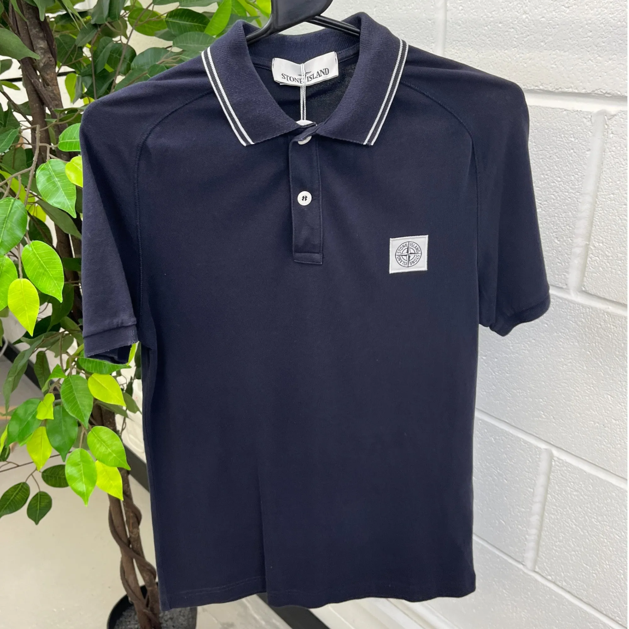 Men's Compass Logo Polo Shirt Navy Size S