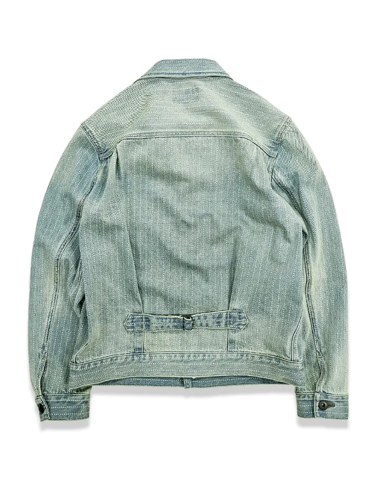 Men's Washed Striped Western Denim Jacket